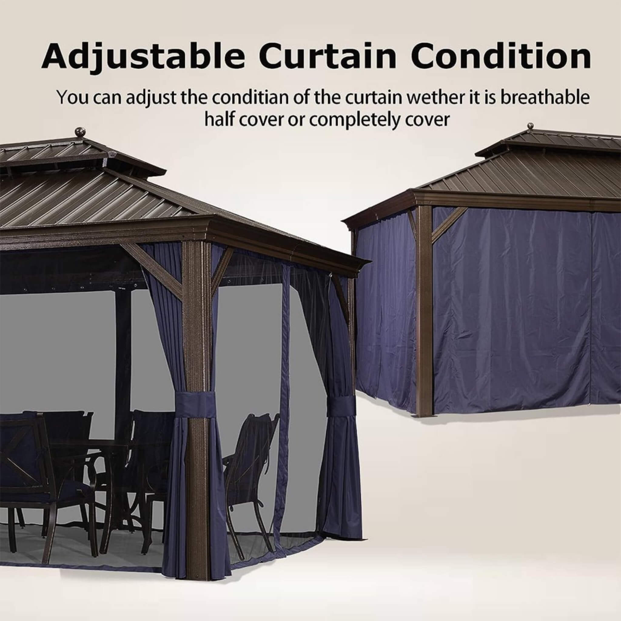 Alora Heavy-Duty Hardtop Gazebo with Netting and Curtains | 12x20 ft