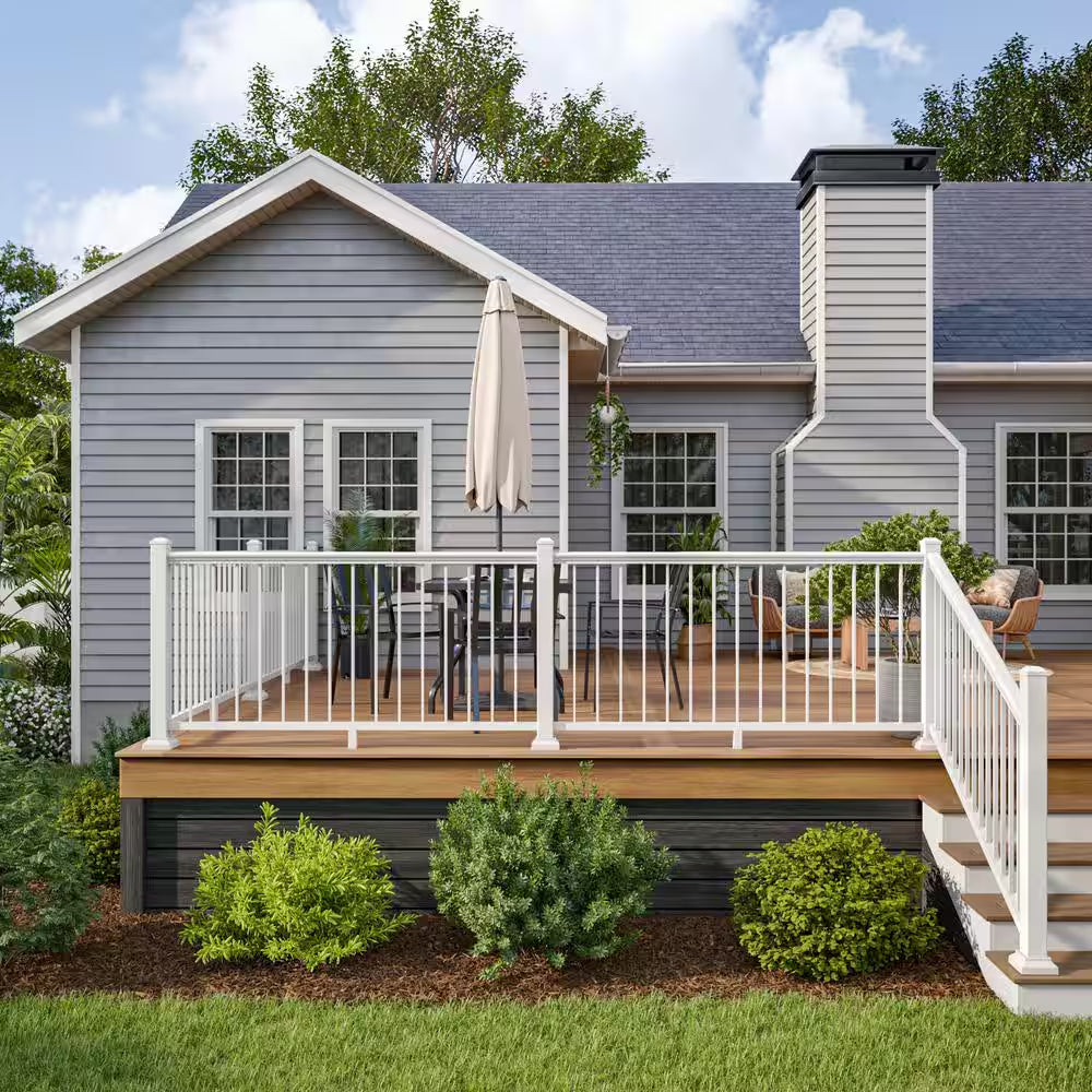 36 In. X 91.31 In. White Powder Coated Aluminum Preassembled Deck Railing