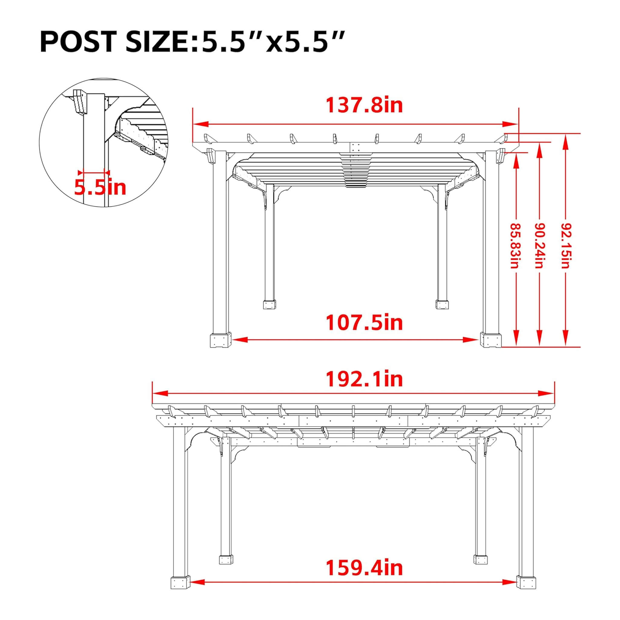Alora Premium Outdoor Cedar Wood Pergola With Slatted Roof