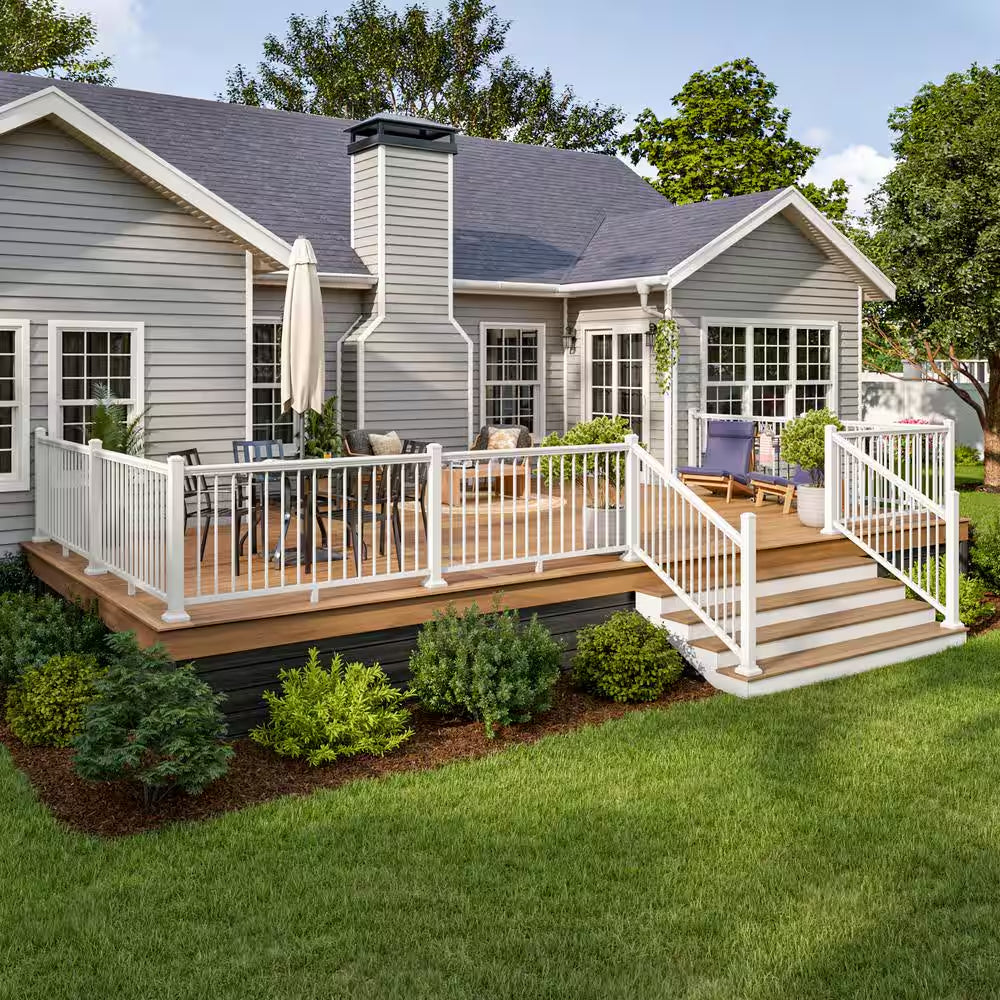 36 In. X 91.31 In. White Powder Coated Aluminum Preassembled Deck Railing