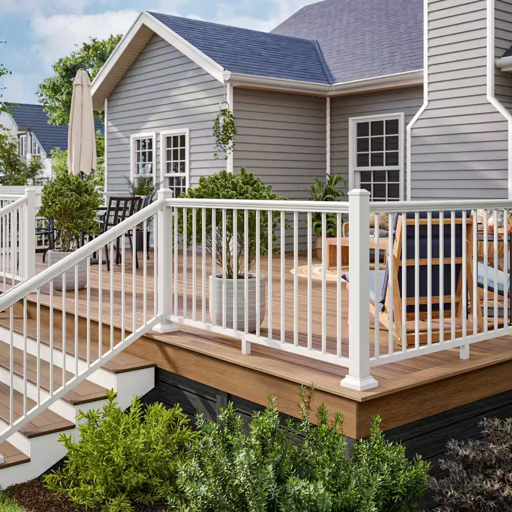 36 In. X 91.31 In. White Powder Coated Aluminum Preassembled Deck Railing