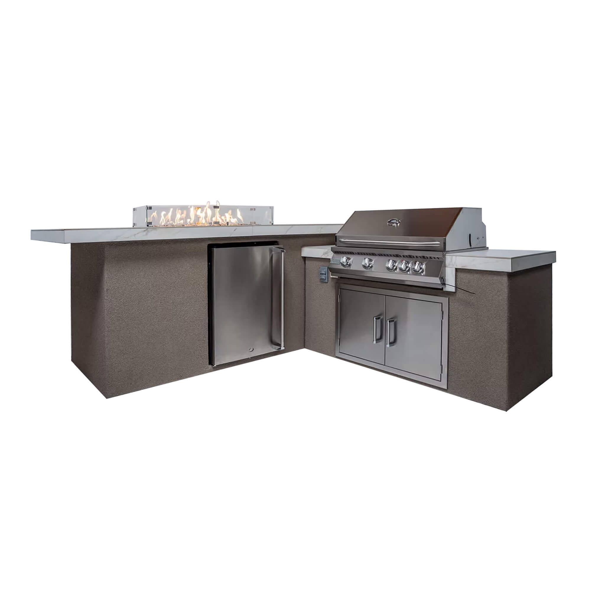 KoKoMo Grills Baja 9FT BBQ Island With LEDs, Built-In BBQ And Refrigerator [Made-To-Order]