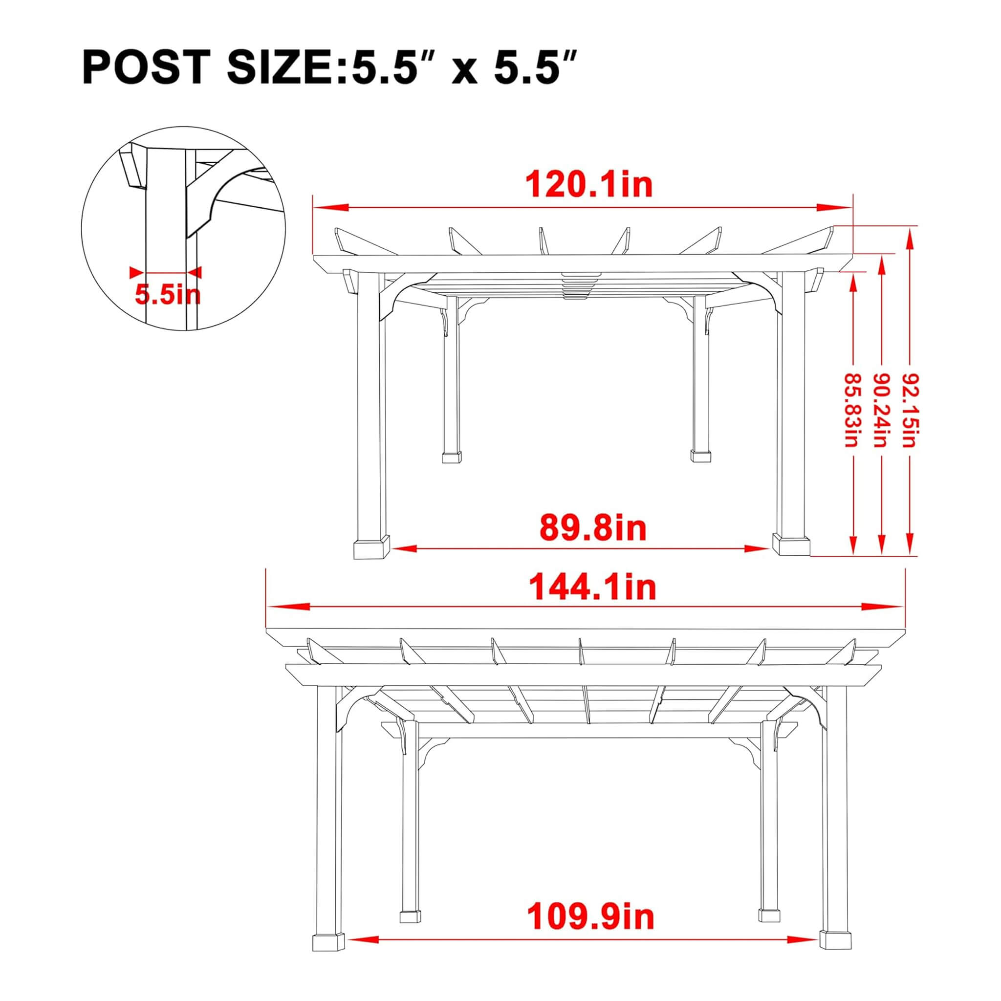 Alora Premium Outdoor Cedar Wood Pergola With Slatted Roof
