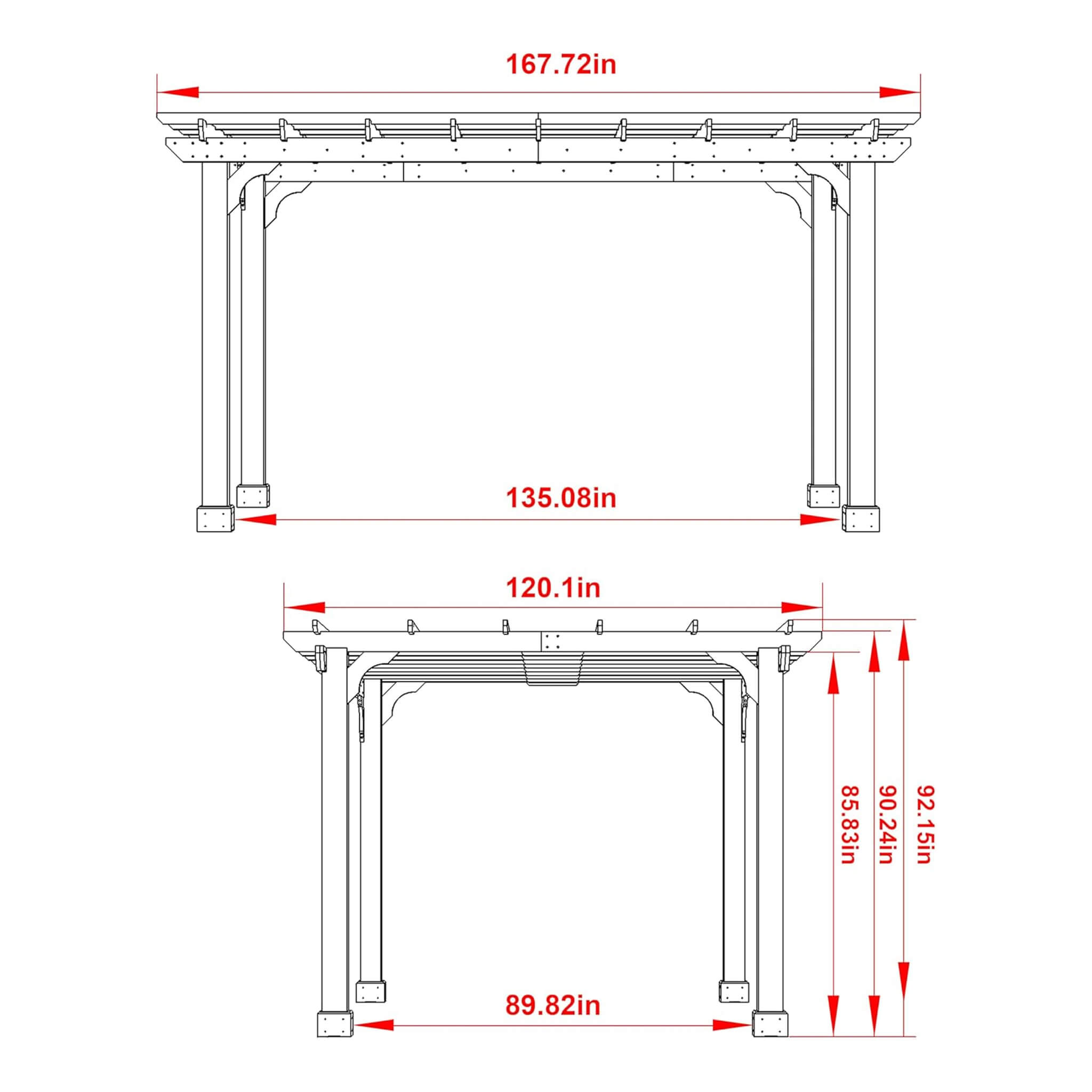Alora Premium Outdoor Cedar Wood Pergola With Slatted Roof