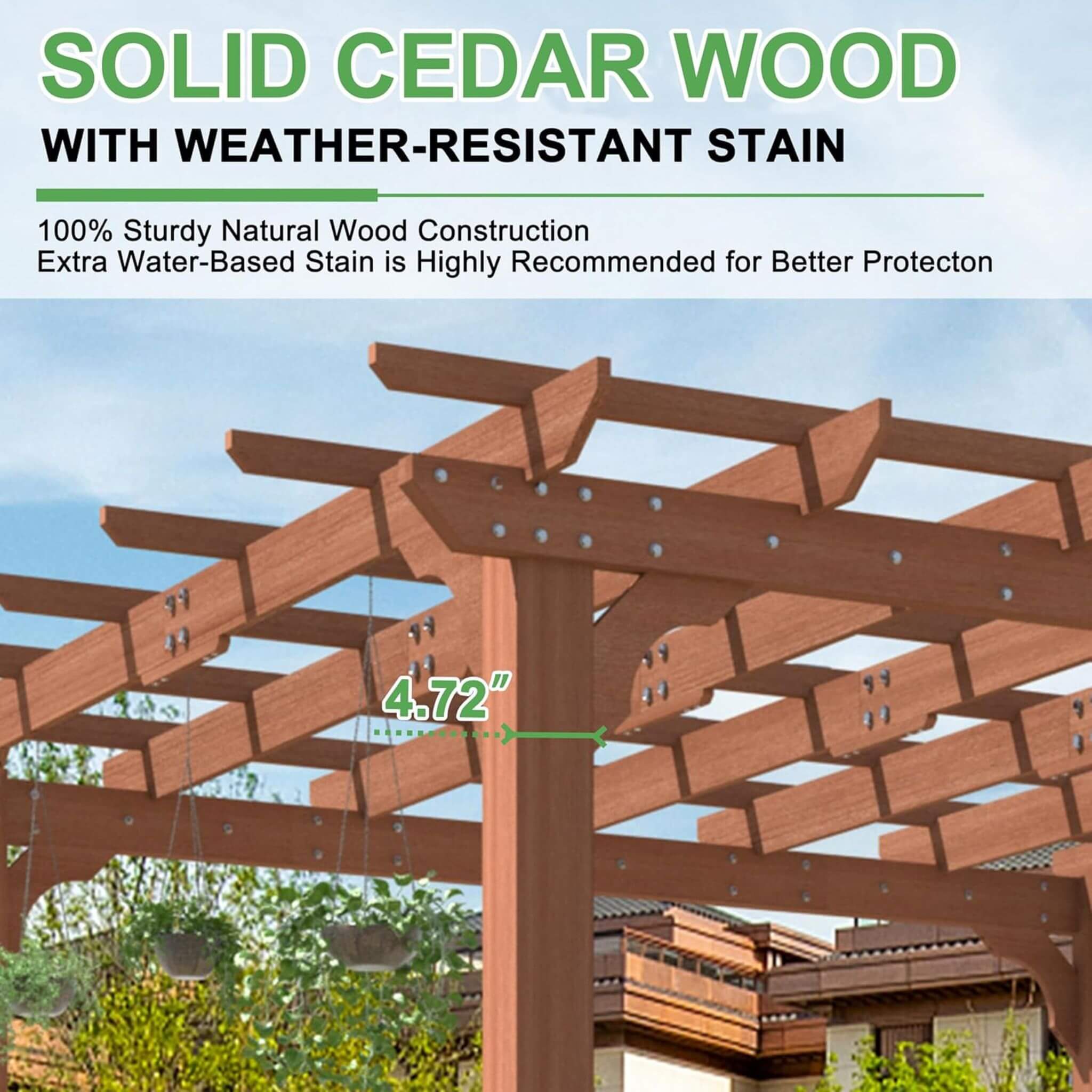 Alora Premium Outdoor Cedar Wood Pergola With Slatted Roof