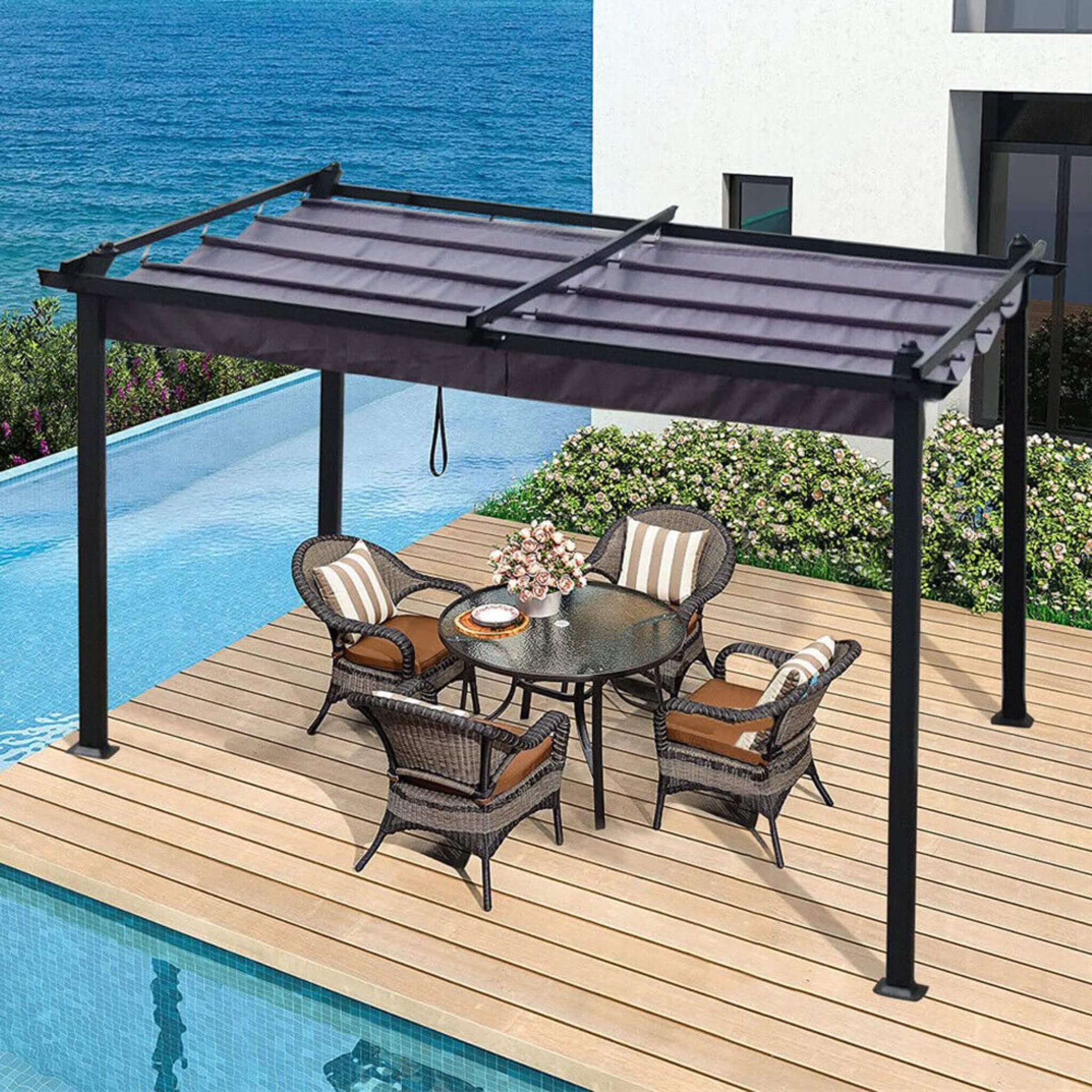 [10X13FT] Alora Premium Outdoor Patio Retractable Pergola With Canopy